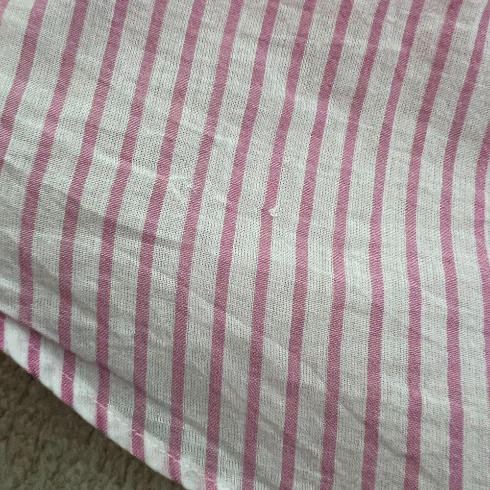 Zara White Pink Cotton Stripe Long Sleeve Button Up Sheer Oversize Blouse Top S - Picture 9 of 11